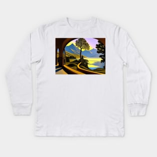 Surrealist Mountain Landscape Kids Long Sleeve T-Shirt